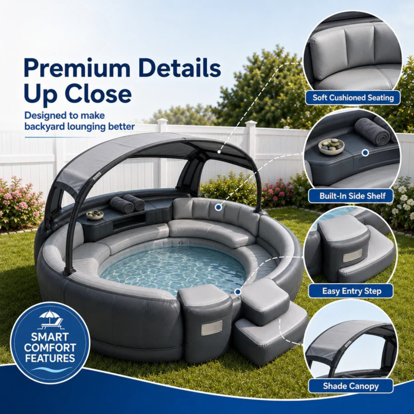 Poolafy Oasis™ Canopy Pool Lounge
